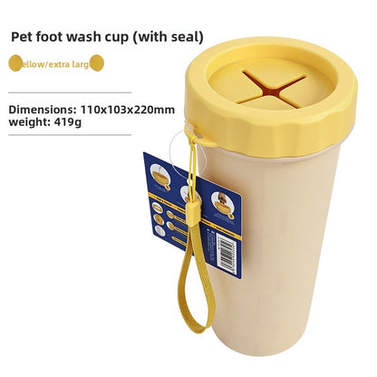 Doorwag paw cleaner cup, size XL, splash-proof lid, Yellow