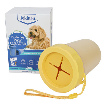Doorwag paw cleaner cup, size L, splash-proof lid, Yellow
