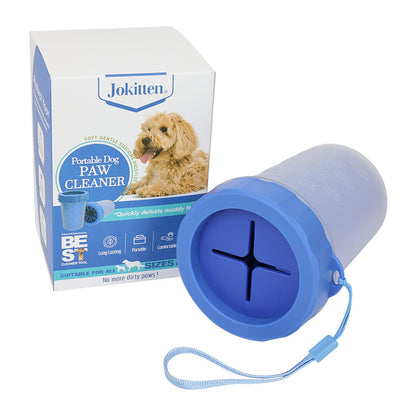 Doorwag paw cleaner cup, size L, splash-proof lid, Blue
