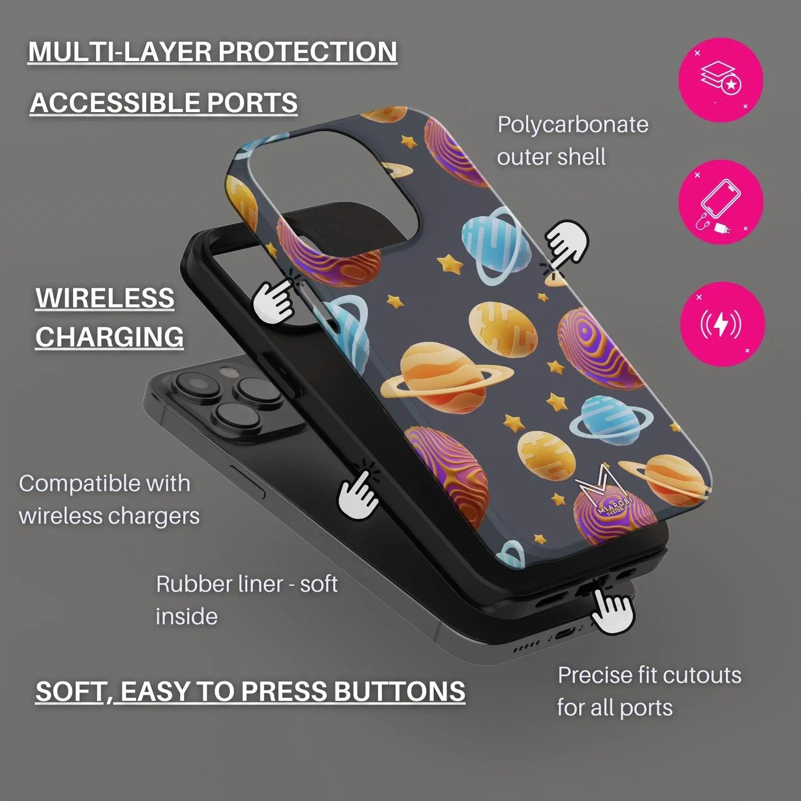 Cosmic Art Phone Case Protection Space Aesthetic Phone Case Series Gradient Mobile Cover Girl Wallet Mobile Phone Case Shockproof Protective