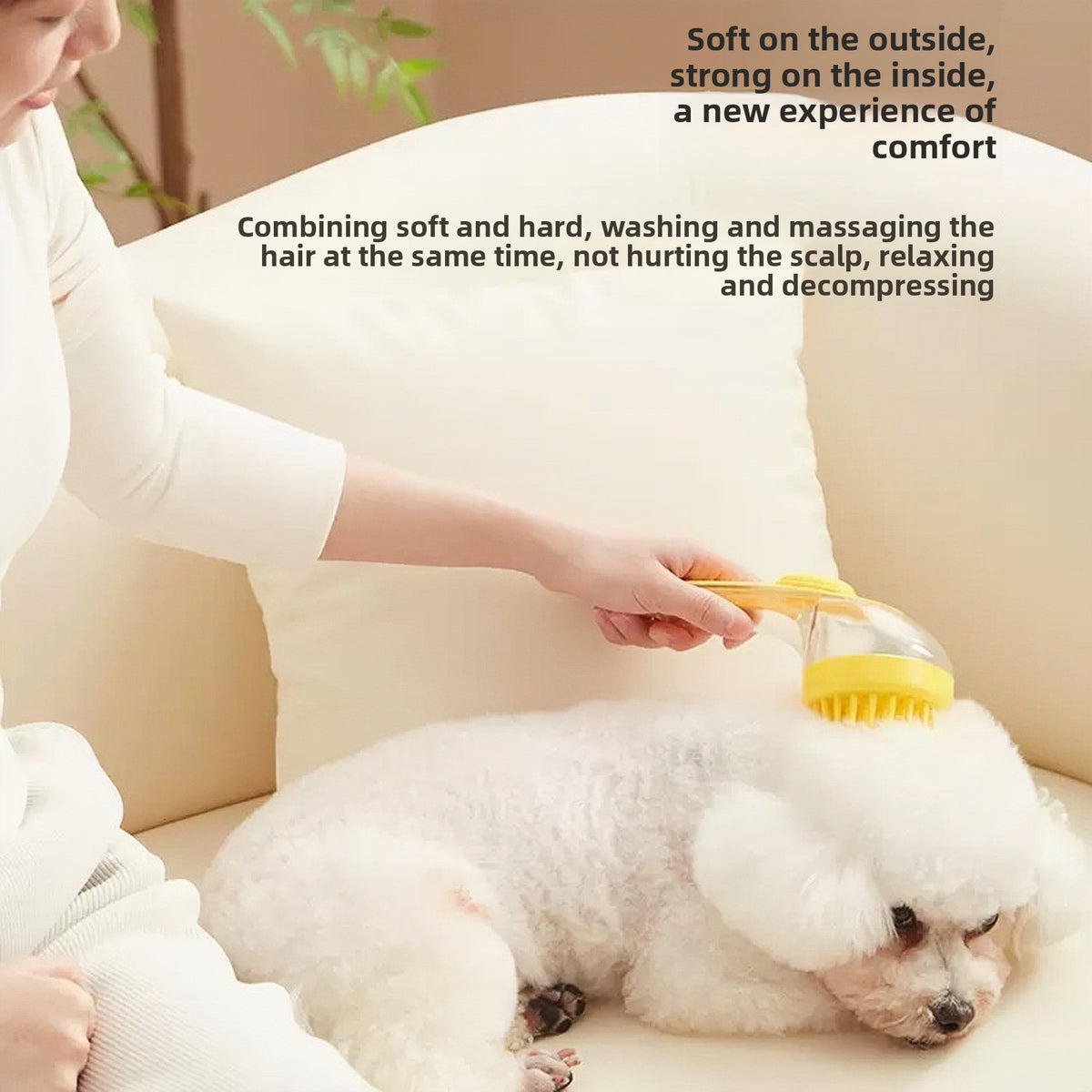 The shampoo foams on top of the fur but never gets down to the skin under a thick coat.